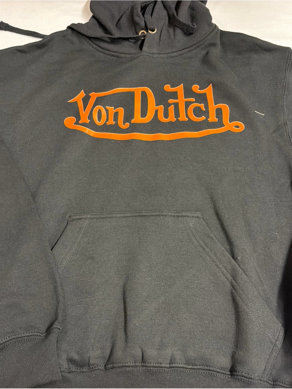 Von Dutch Black Hoodie with Orange Logo